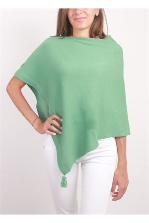 Poncho da donna artigianale in lana verde Capridea | PBWOOLP84